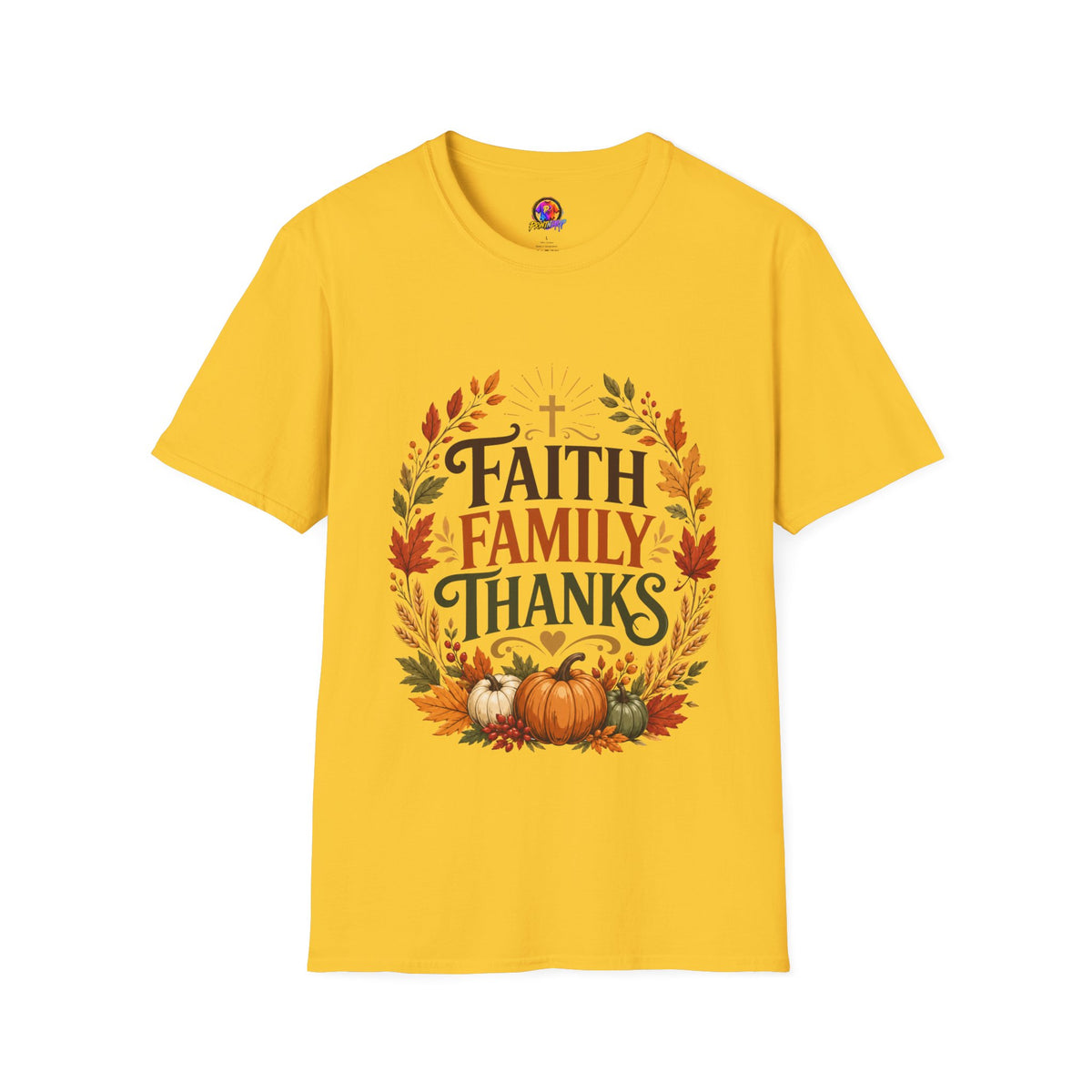 Thanksgiving T-Shirt Faith Family Thanks T-Shirt — Fall Pumpkin Thanksgiving Christian Tee