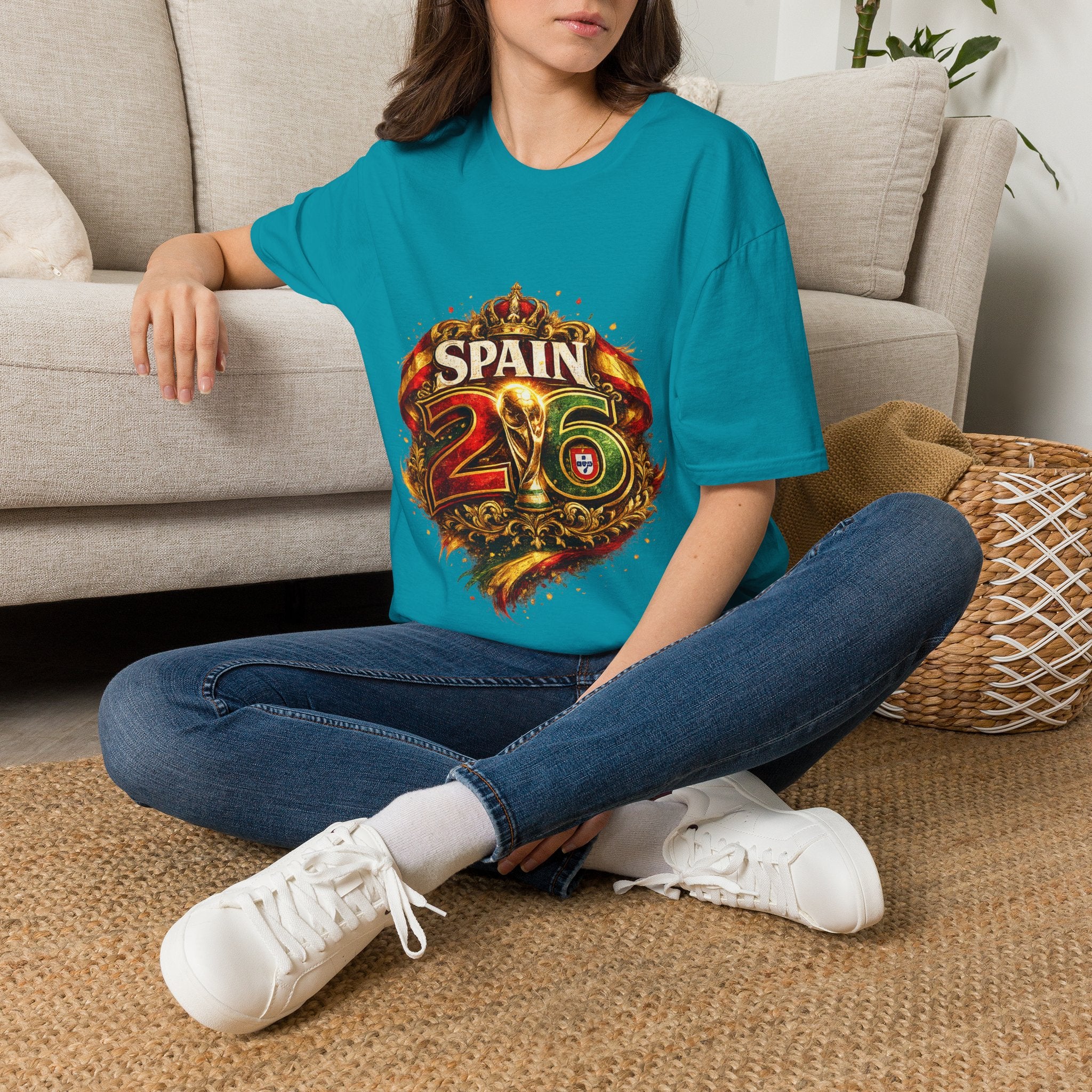 Spain 26 Graphic T-Shirt — Vintage Crowned Soccer Fan Tee