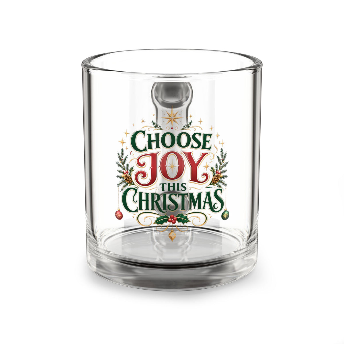 Christmas Glass Mug 10 oz Choose Joy This Christmas Glass Mug — 10oz Holiday Coffee Tea Cup