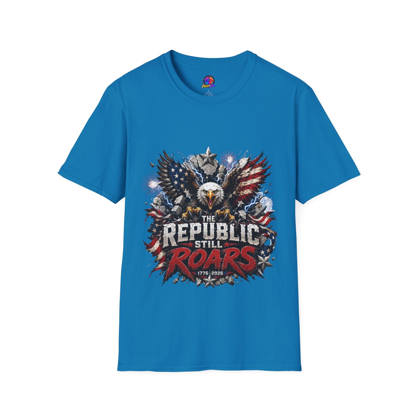 Patriotic Eagle T-Shirt — "The Republic Still Roars" | American Flag Graphic