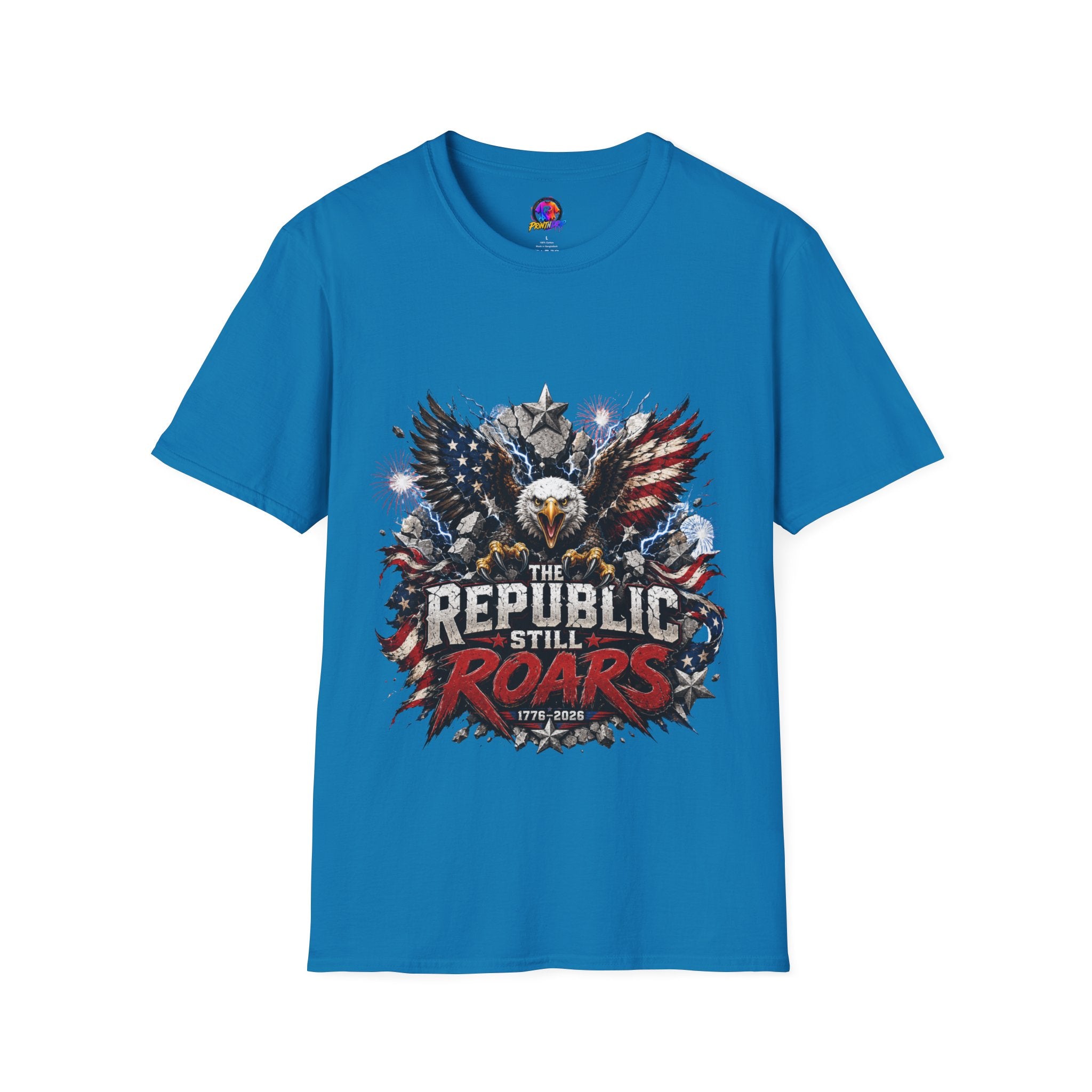 Patriotic Eagle T-Shirt — "The Republic Still Roars" | American Flag Graphic