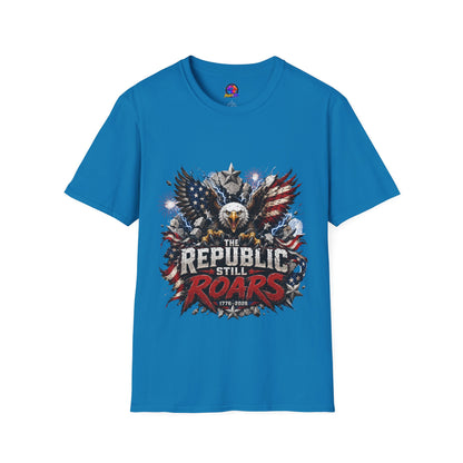 Patriotic Eagle T-Shirt — "The Republic Still Roars" | American Flag Graphic