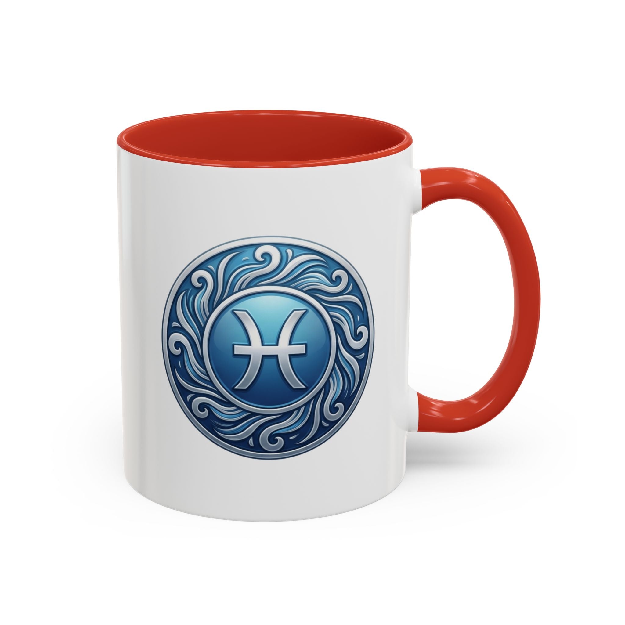 Pisces Zodiac Coffee Mug — Blue Astrological Symbol Accent Mug