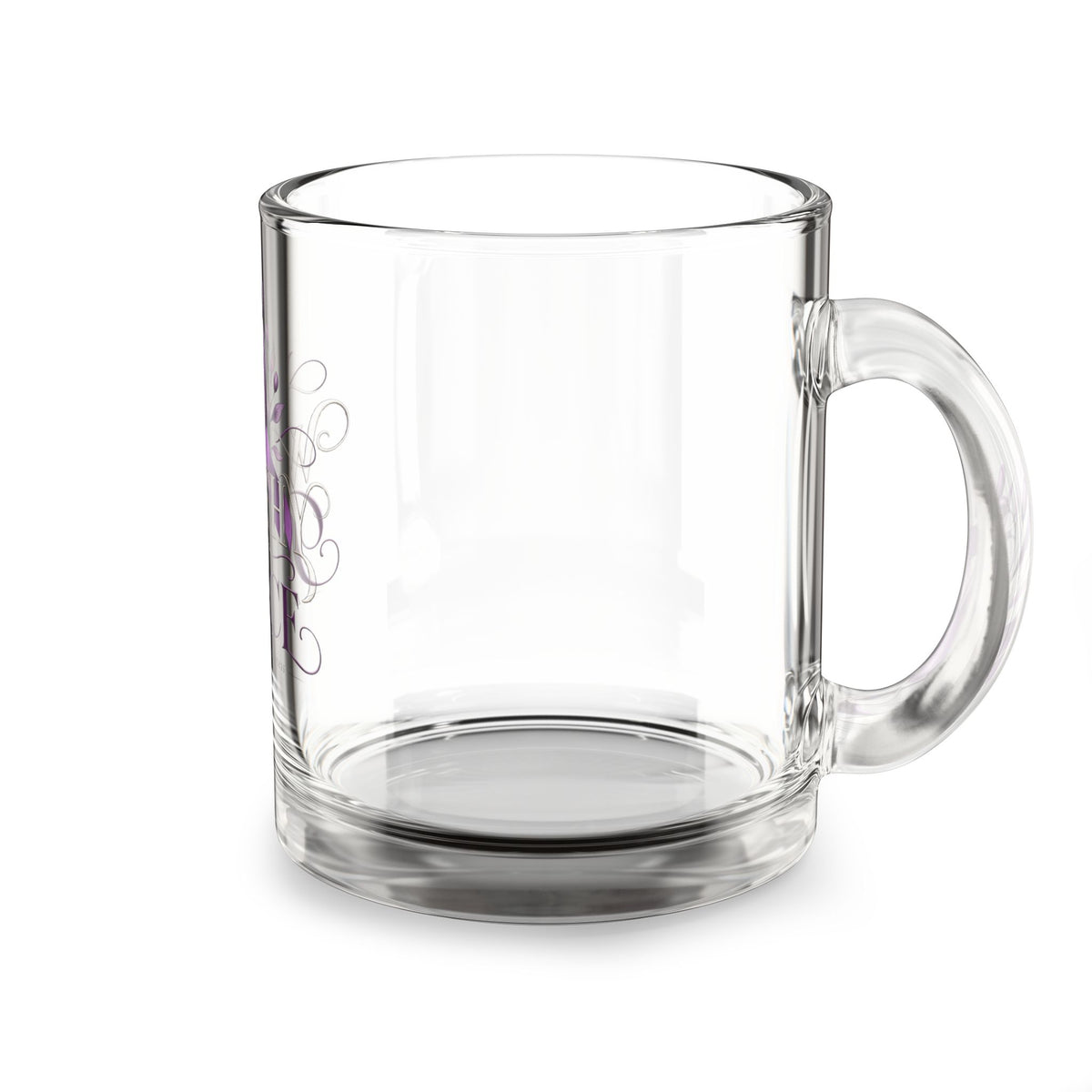 Glass Mug - "Worthy Peace" Purple Ribbon Domestic Violence Awareness Coffee Mug