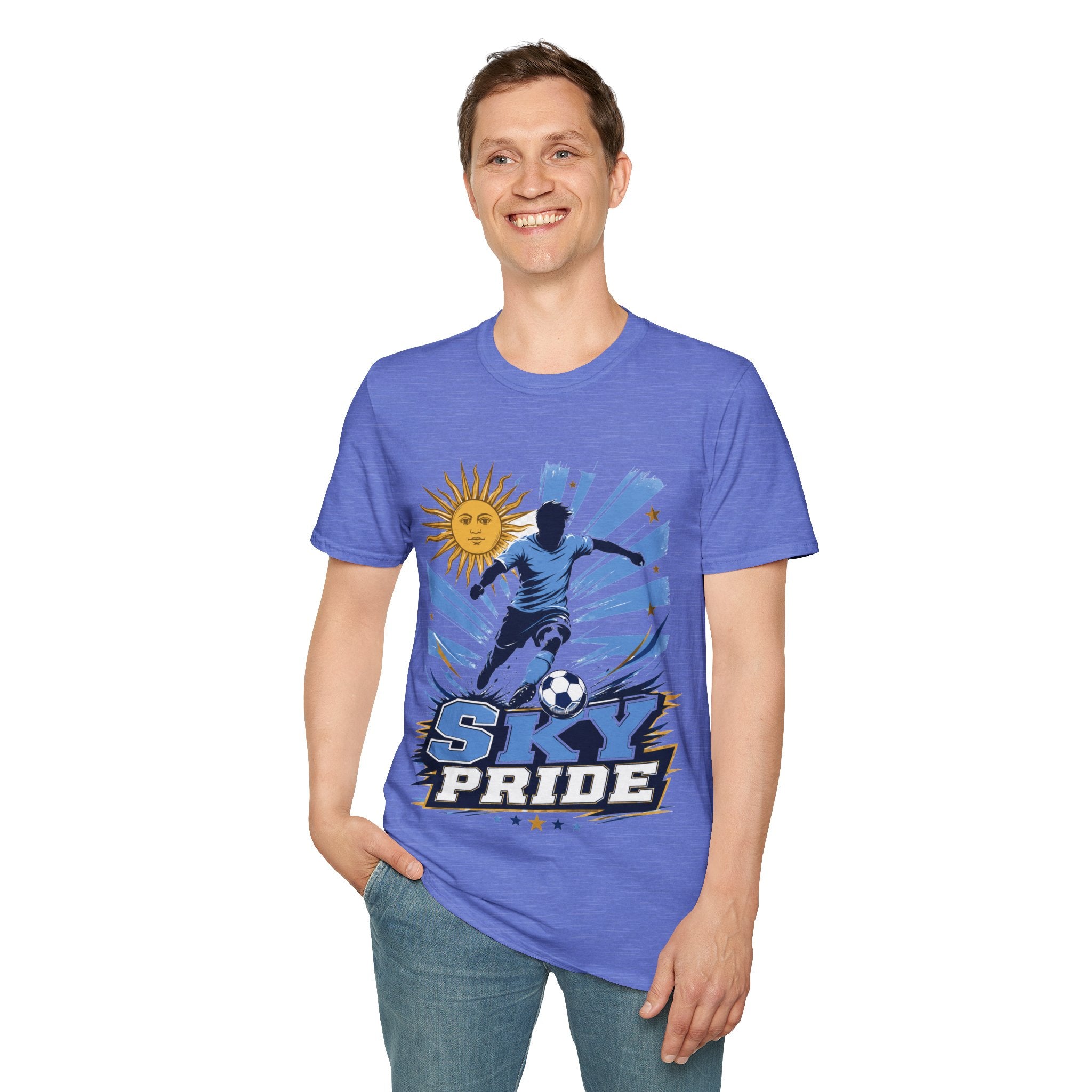 Uruguay Soccer Sky Pride T-Shirt — Argentina Sun Football Graphic Tee