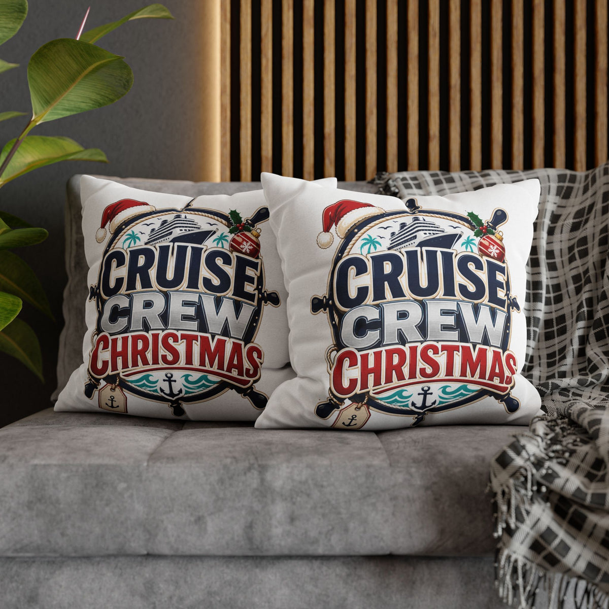 Cruise Crew Christmas Pillowcase –Modern Day Christmas   Nautical Holiday Decorative Pillowcase