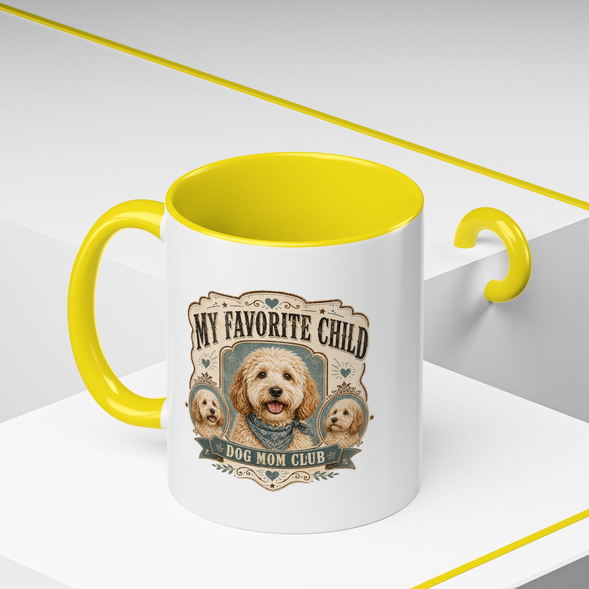Milo Bailey Dog Dad Mom My Favorite Child Dog Mom Club Accent Coffee Mug – Cute Doodle Dog Mother's Day Gift