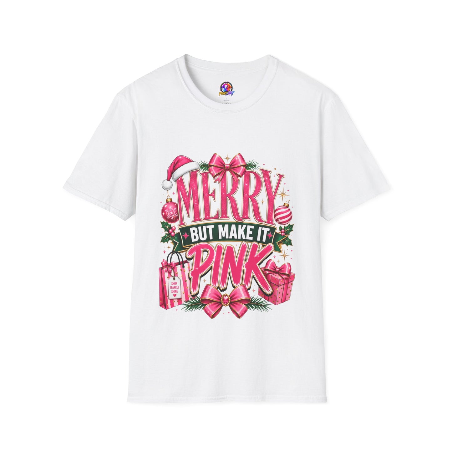 Christmas T-Shirt — "Merry But Make It Pink" Holiday Tee