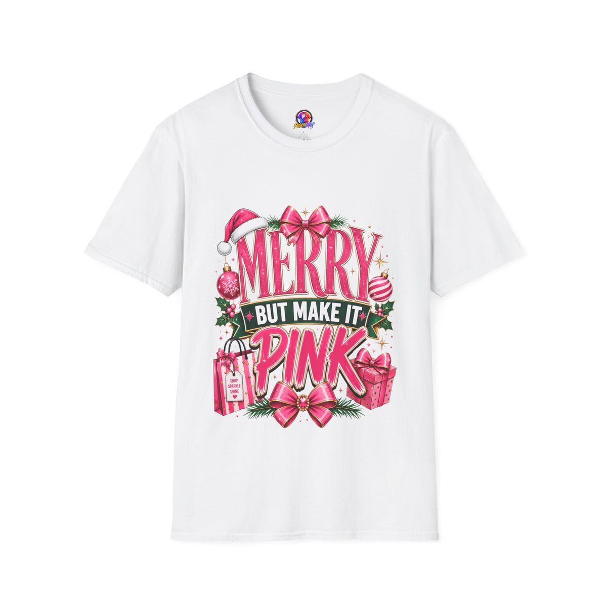 Christmas T-Shirt — "Merry But Make It Pink" Holiday Tee