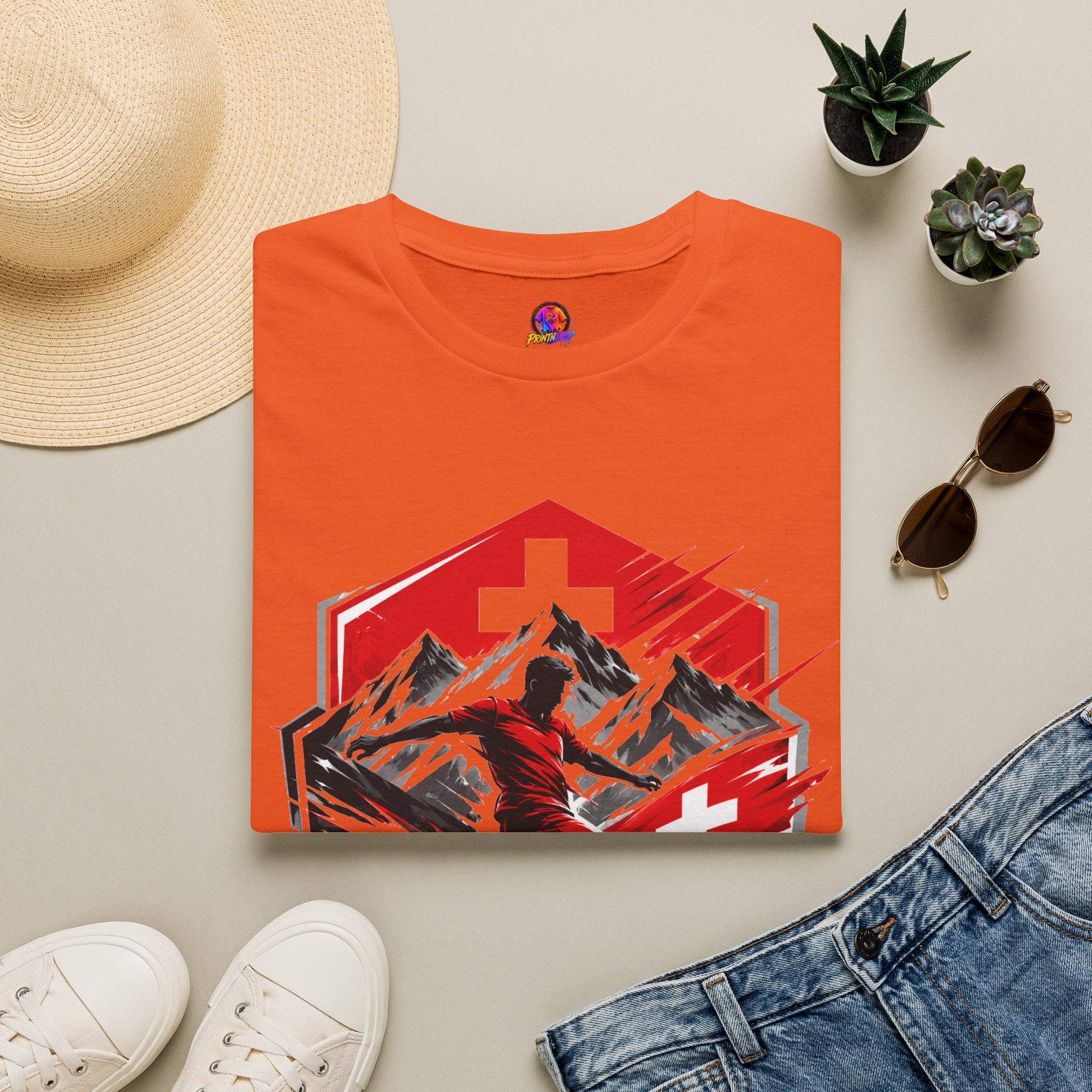 Switzerland Alpine Strike T‑Shirt – Swiss Mountain Ski & Snowboard Graphic
