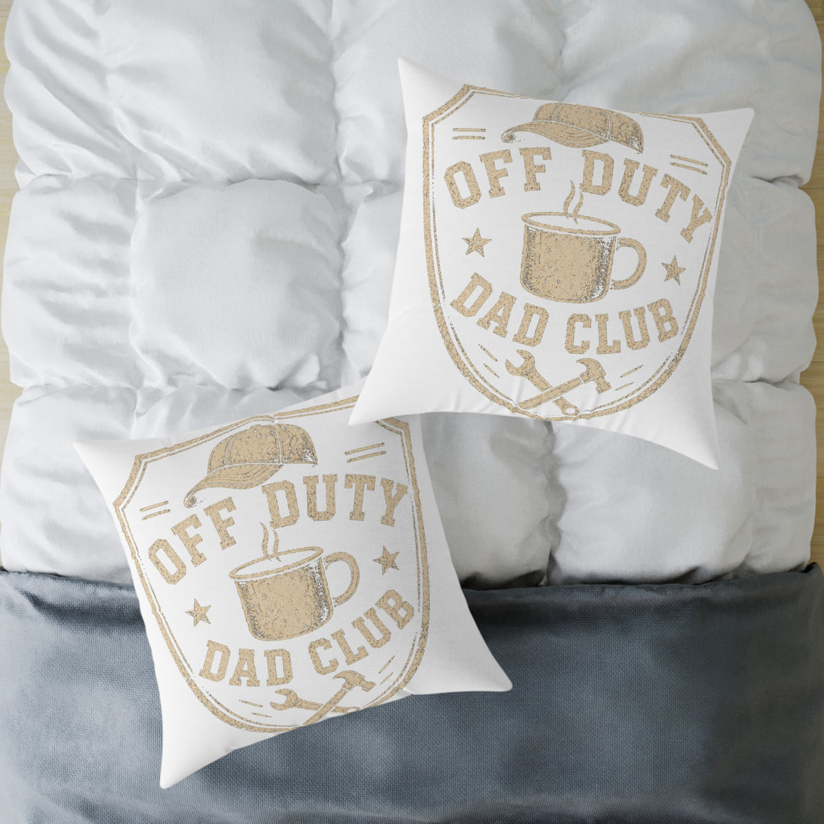 Off Duty Dad Club Throw Pillow  Milo Bailey Dog Dad Mom— Square Poly Canvas Decorative Pillow for Father’s Day