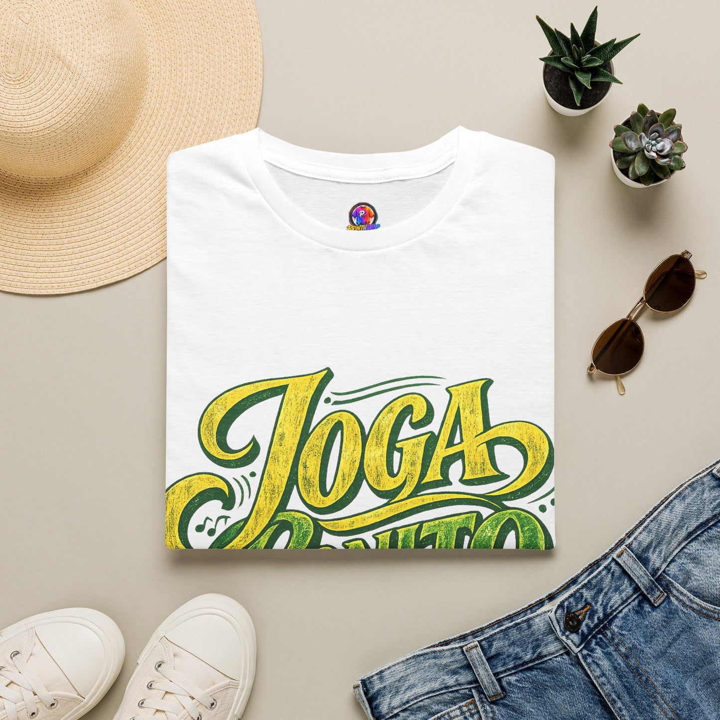 Brazil T-Shirt — 'Joga Bonito' Vintage Soccer Script Tee