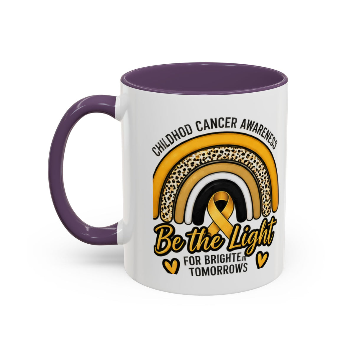 Childhood Cancer Awareness Accent Coffee Mug — "Be the Light" 11/15oz