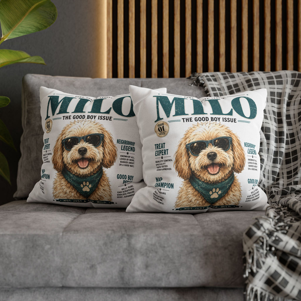 Milo 'The Good Boy Issue' Decorative Pillowcase Milo Bailey Dog Dad Mom
