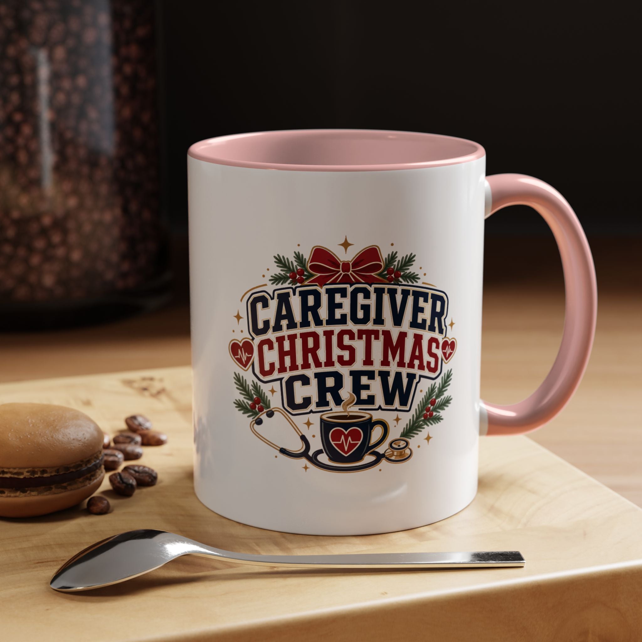 Modern Day Christmas Caregiver Christmas Crew Accent Coffee Mug – Holiday Nurse & Caregiver Gift (11/15oz)