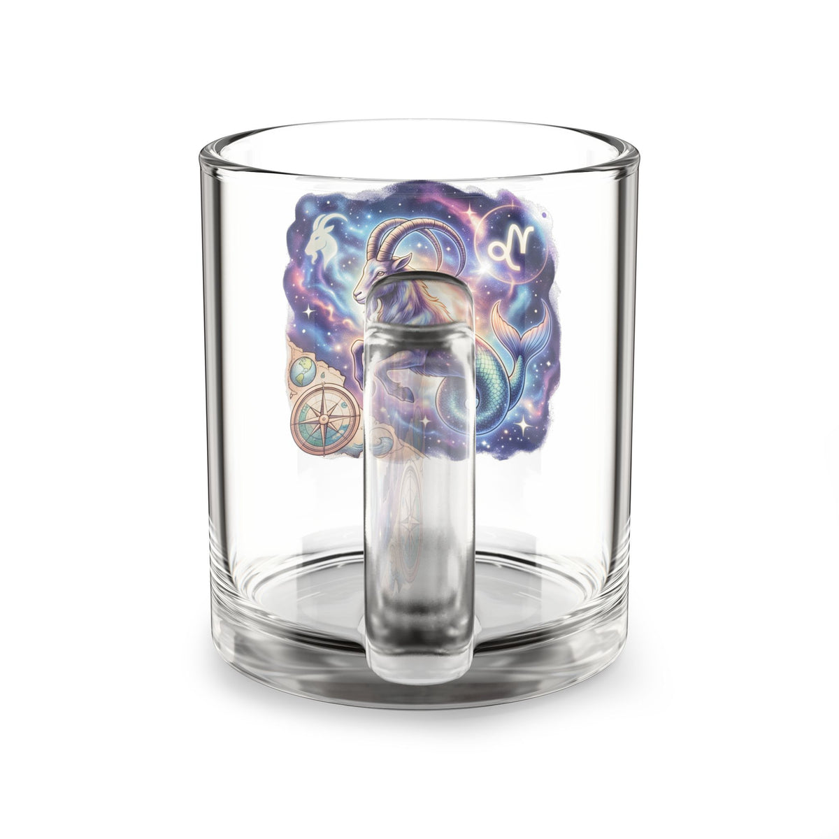 Capricorn Zodiac Glass Mug — 10oz Celestial Goat Astrology Coffee Cup