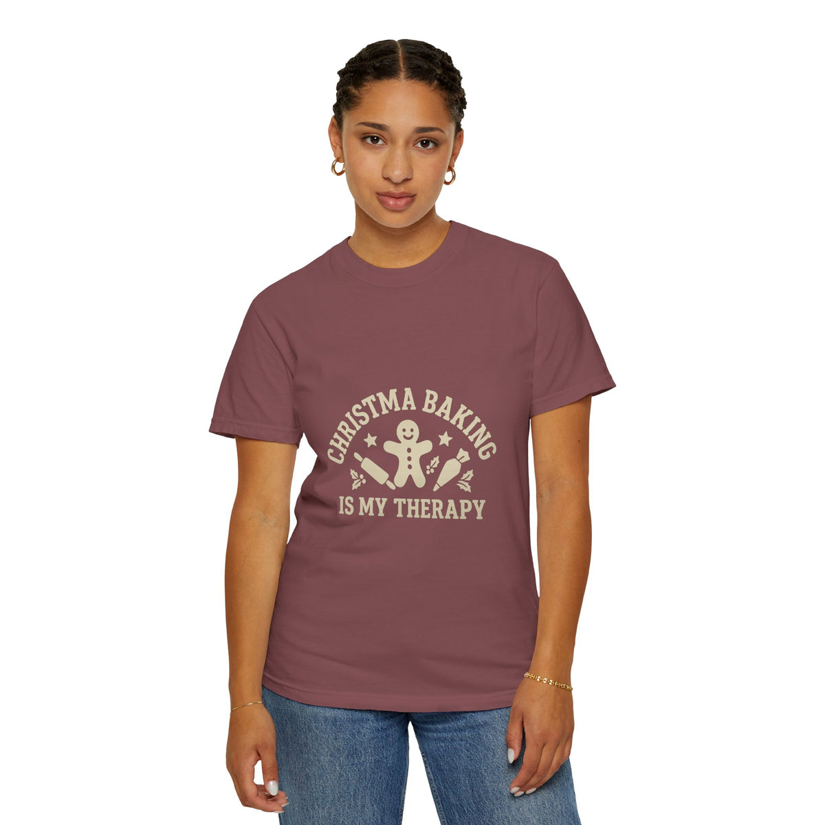 Christmas Baking T-Shirt — "Christmas Baking Is My Therapy" Gingerbread Holiday Tee- Trending Now - October 2026