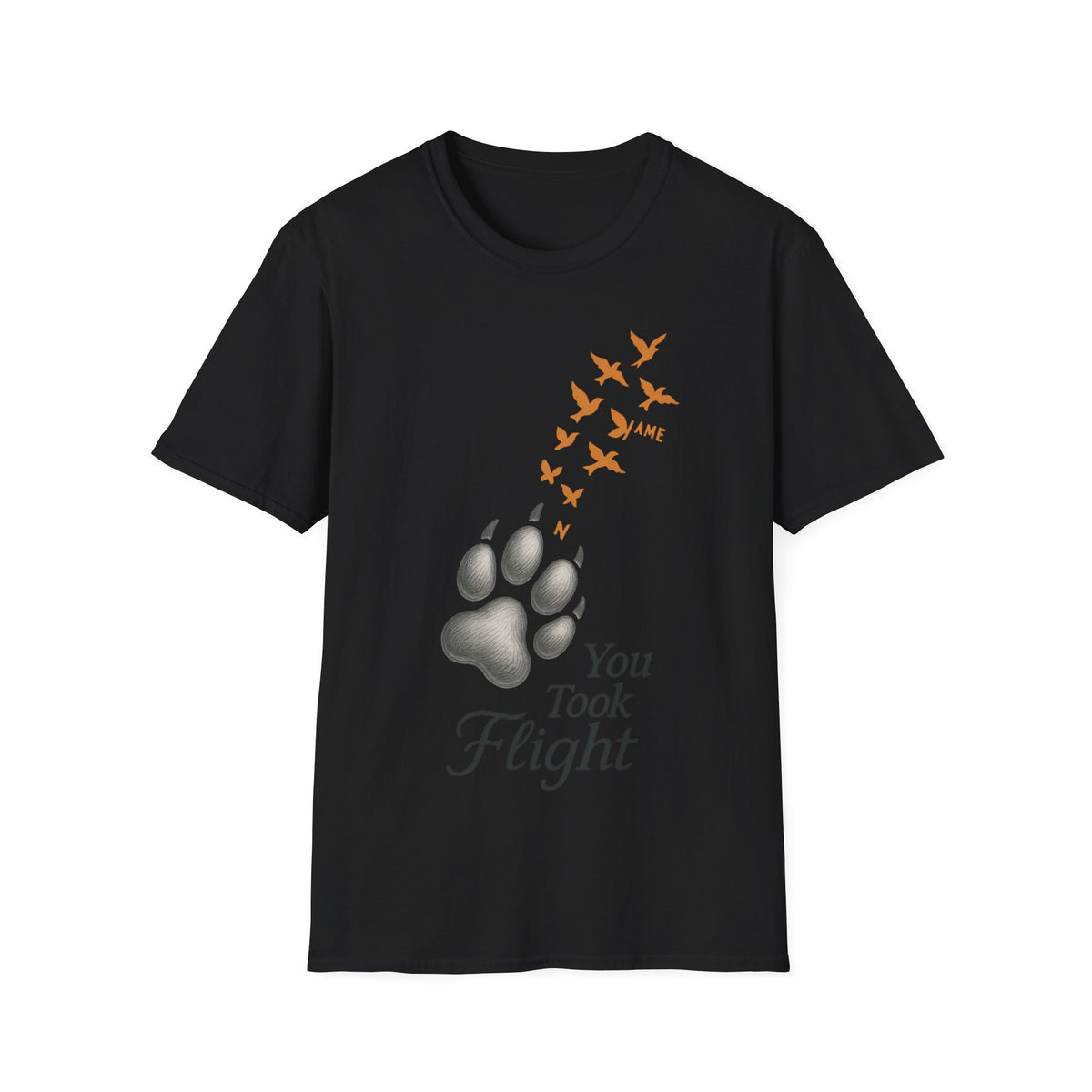 "You Took Flight" Pet Memorial Paw Print Tee - Aesthetic Flying Birds Dog Loss White T-Shirt - Trending Now - September 2026