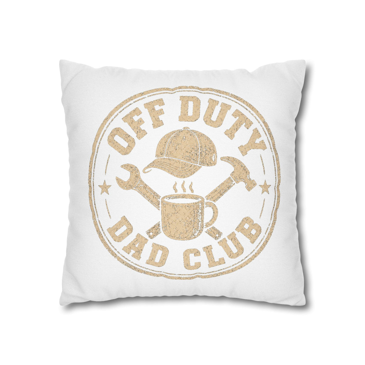 Off Duty Dad Club Pillowcase — Rustic Father's Day Decorative Throw Pillow Cover Milo Bailey Dog Dad Mom