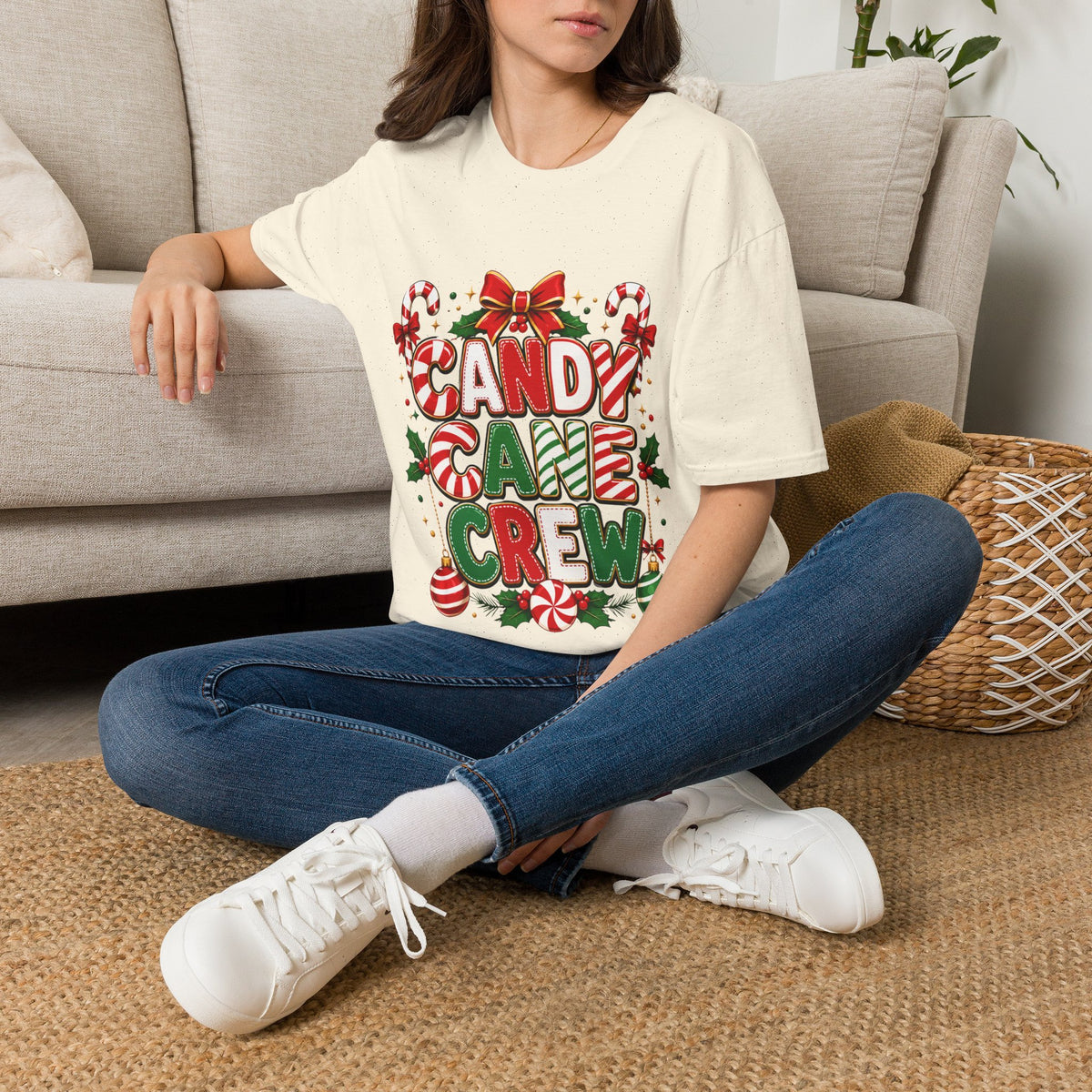 Candy Cane Crew T-Shirt — Festive Christmas Holiday Tee