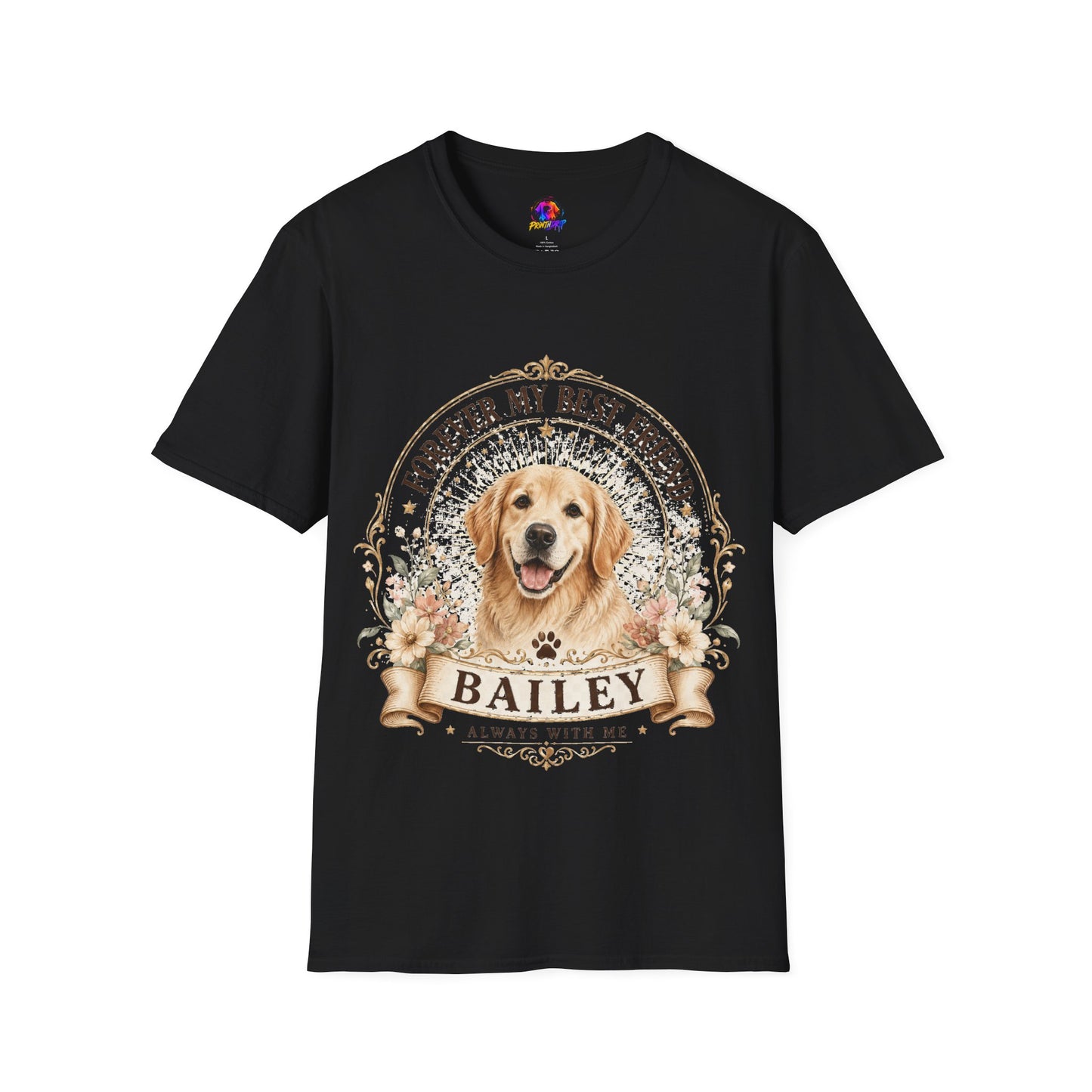 Forever My Best Friend Dog T-Shirt — Personalized Pet Name Golden Retriever Tee