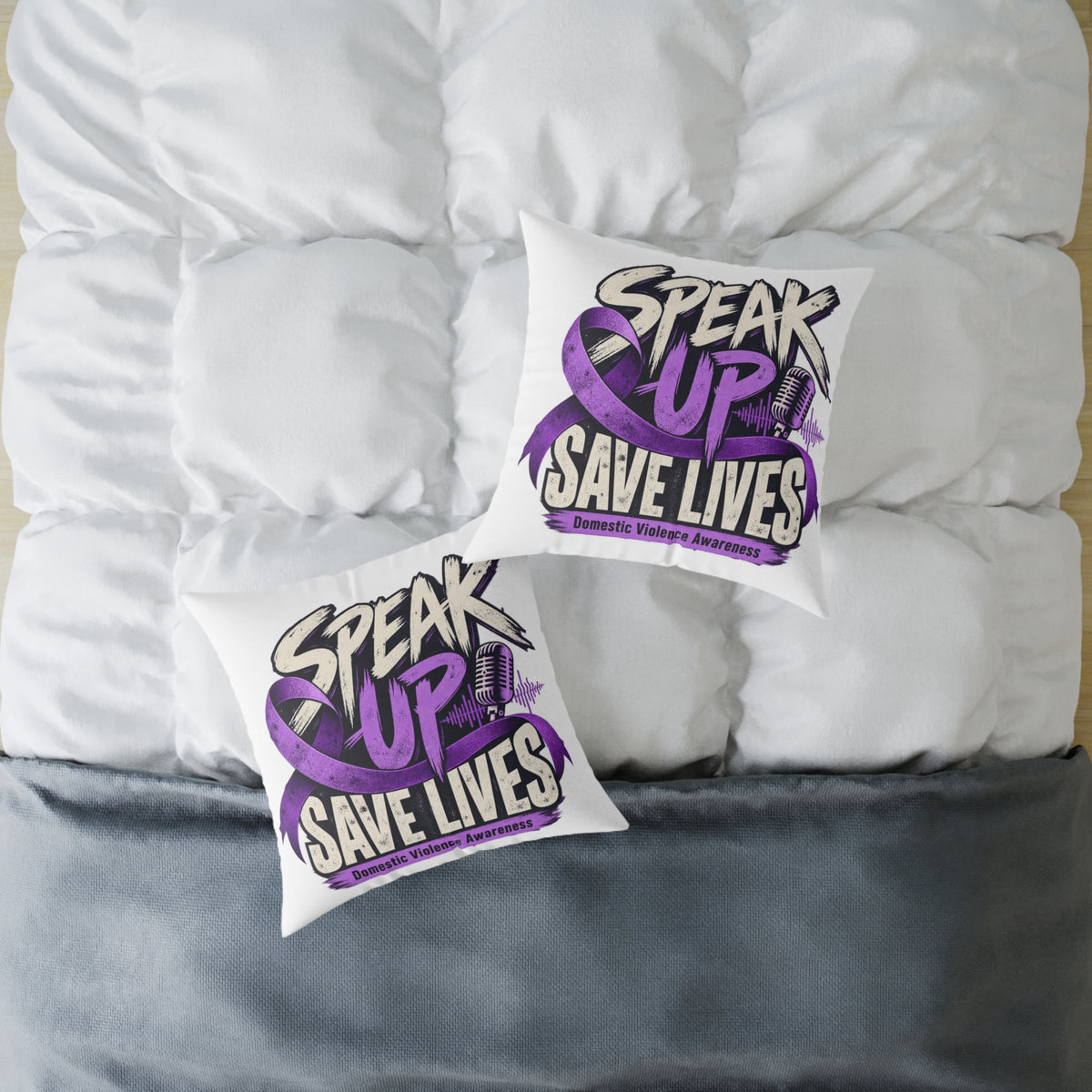 Speak Up — Domestic Violence Awareness Square Pillow