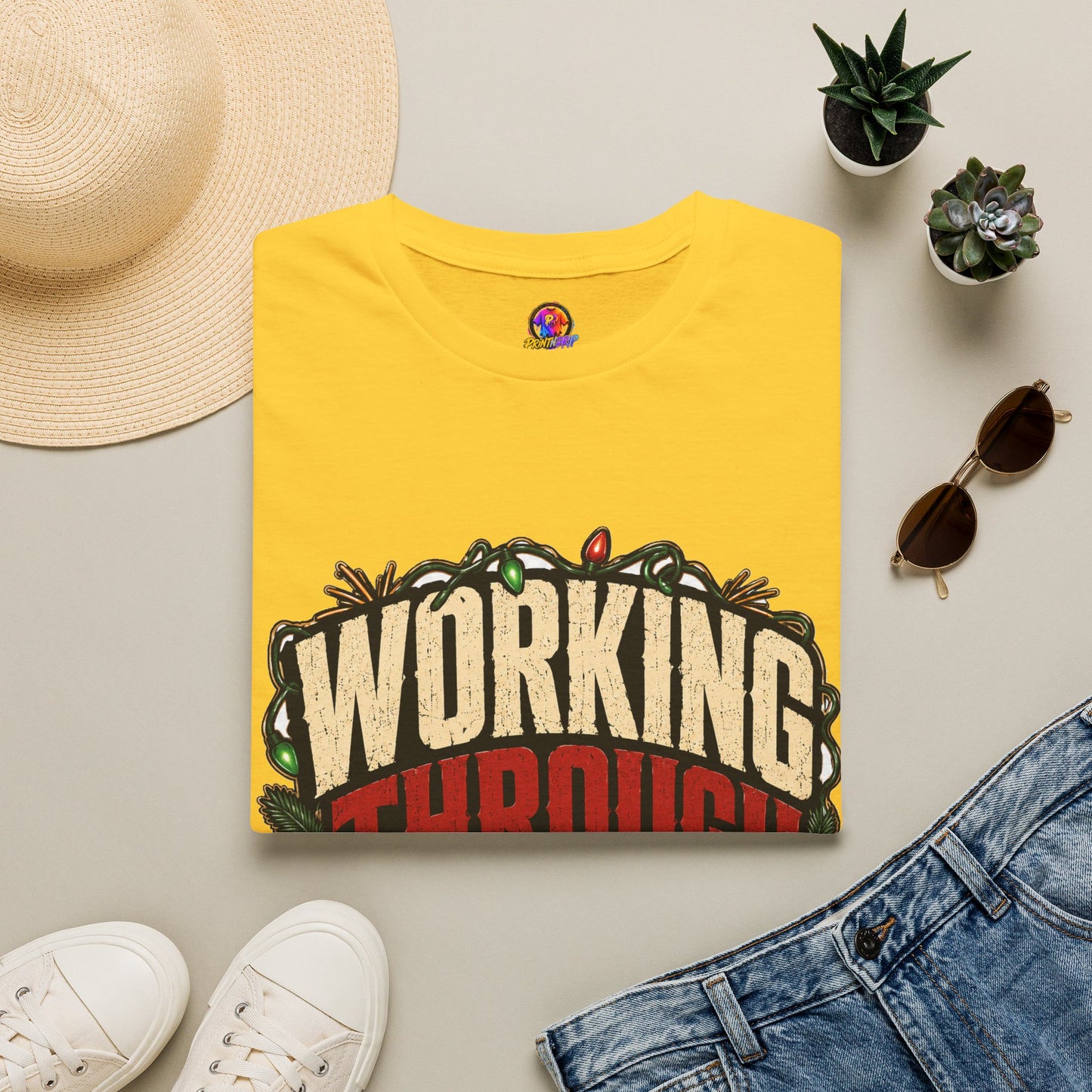 Working Through Christmas T-Shirt — Funny Holiday Nurse/Worker Gift
