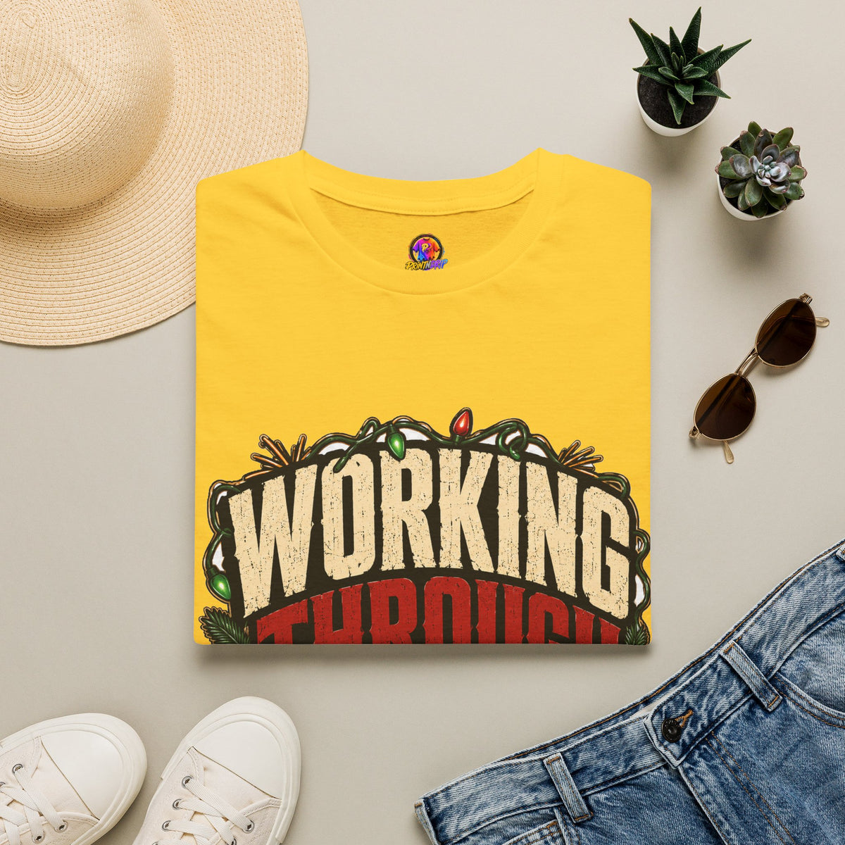 Working Through Christmas T-Shirt — Funny Holiday Nurse/Worker Gift