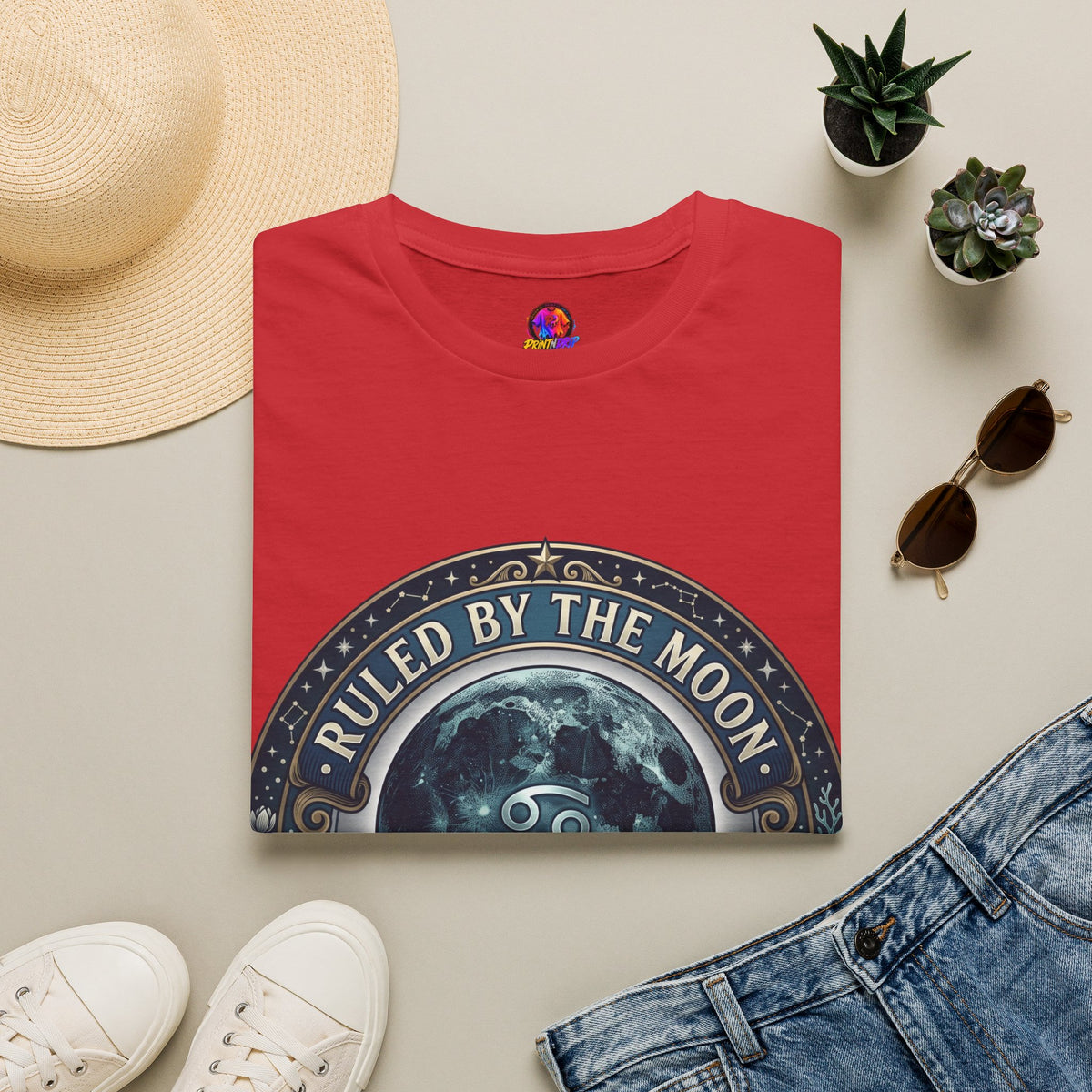 Cancer Zodiac Ruled by the Moon T-Shirt — Celestial Astrology Zodiac Graphic Tee