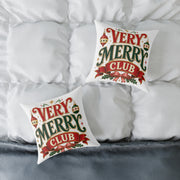 Christmas Very Merry Club Pillow - Festive Christmas Holiday Decorative Cushion