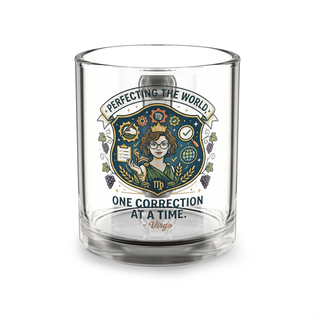 Virgo Glass Coffee Mug — “Perfecting the World One Correction at a Time” 10oz Zodiac Gift