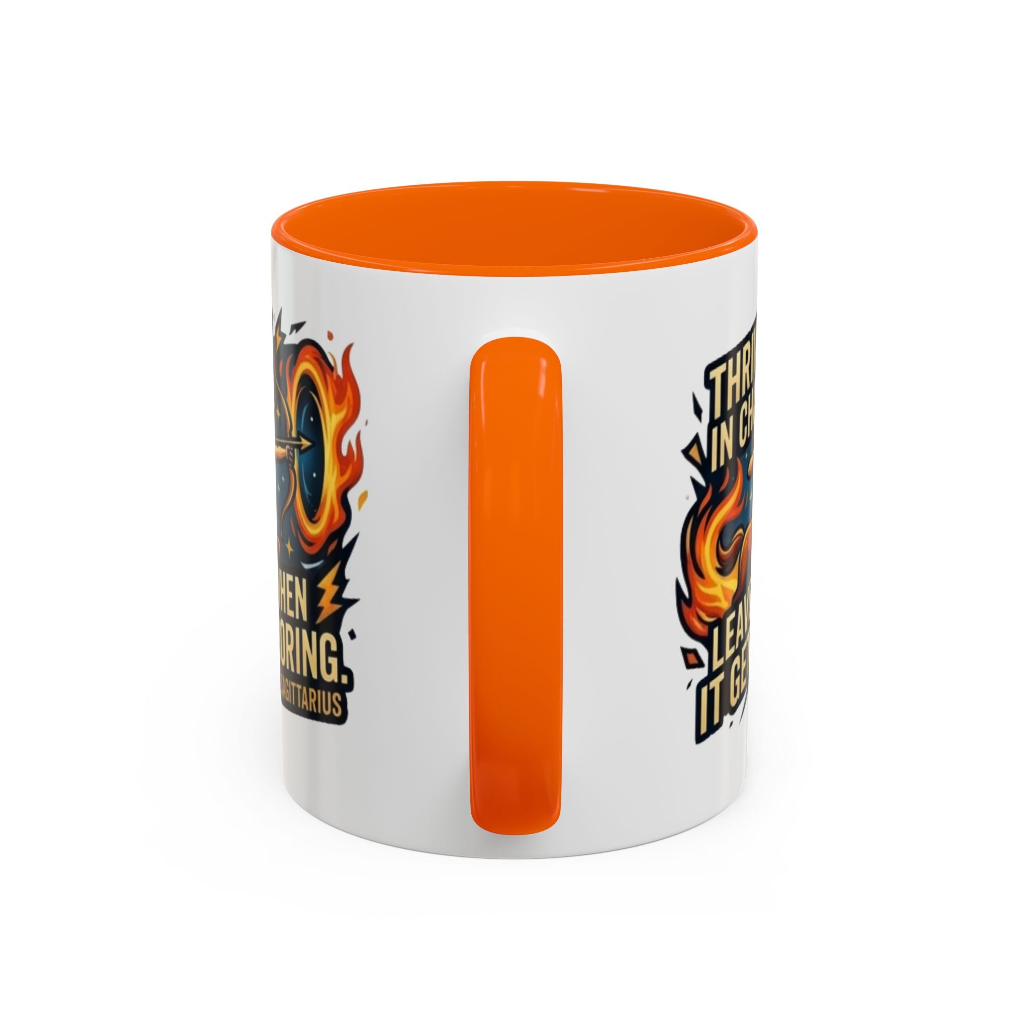Sagittarius Coffee Mug – "Thrives in Chaos, Leaves When It Gets Boring" Accent Mug