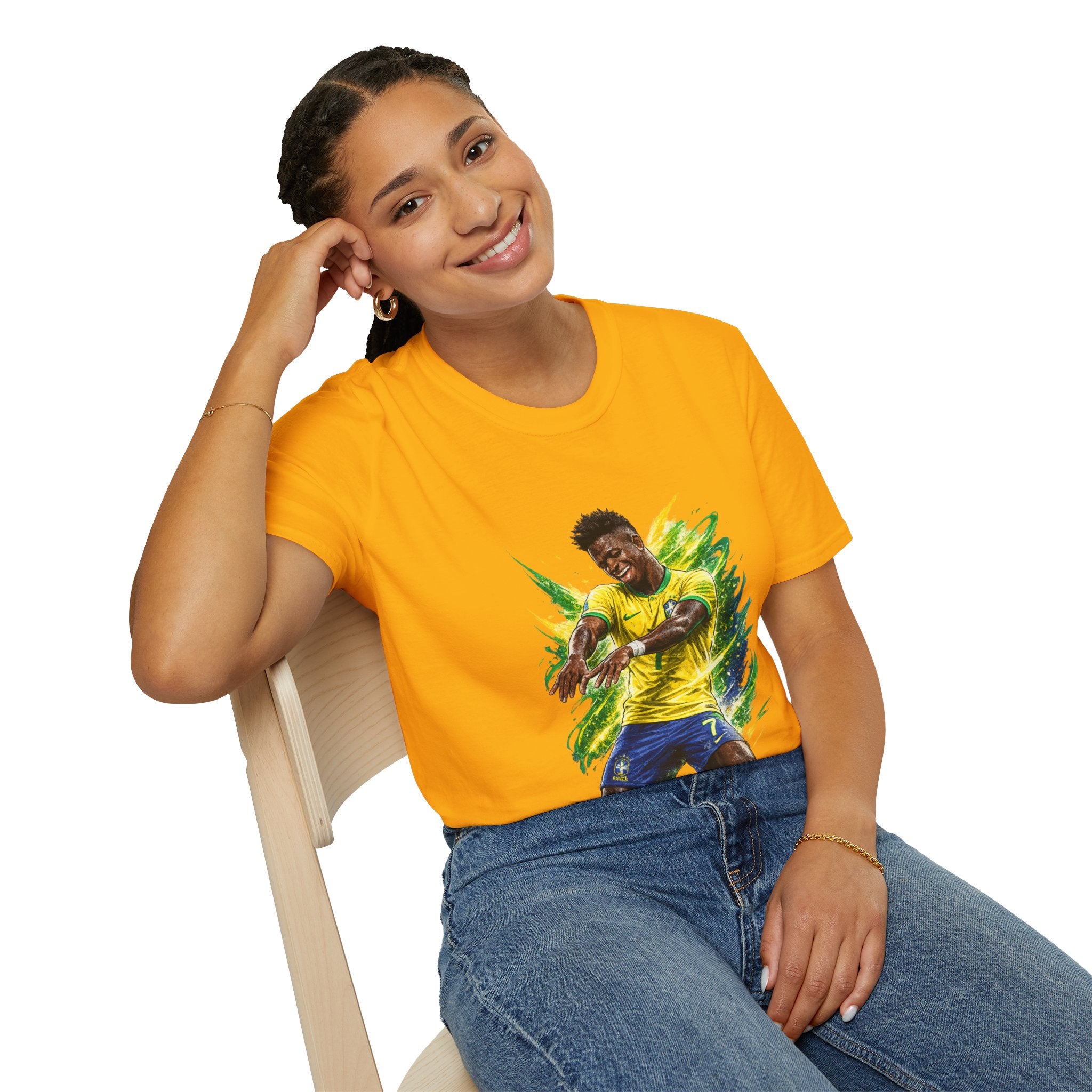 Brazil  Soccer Celebration T-Shirt — Brazilian Football Player Artwork