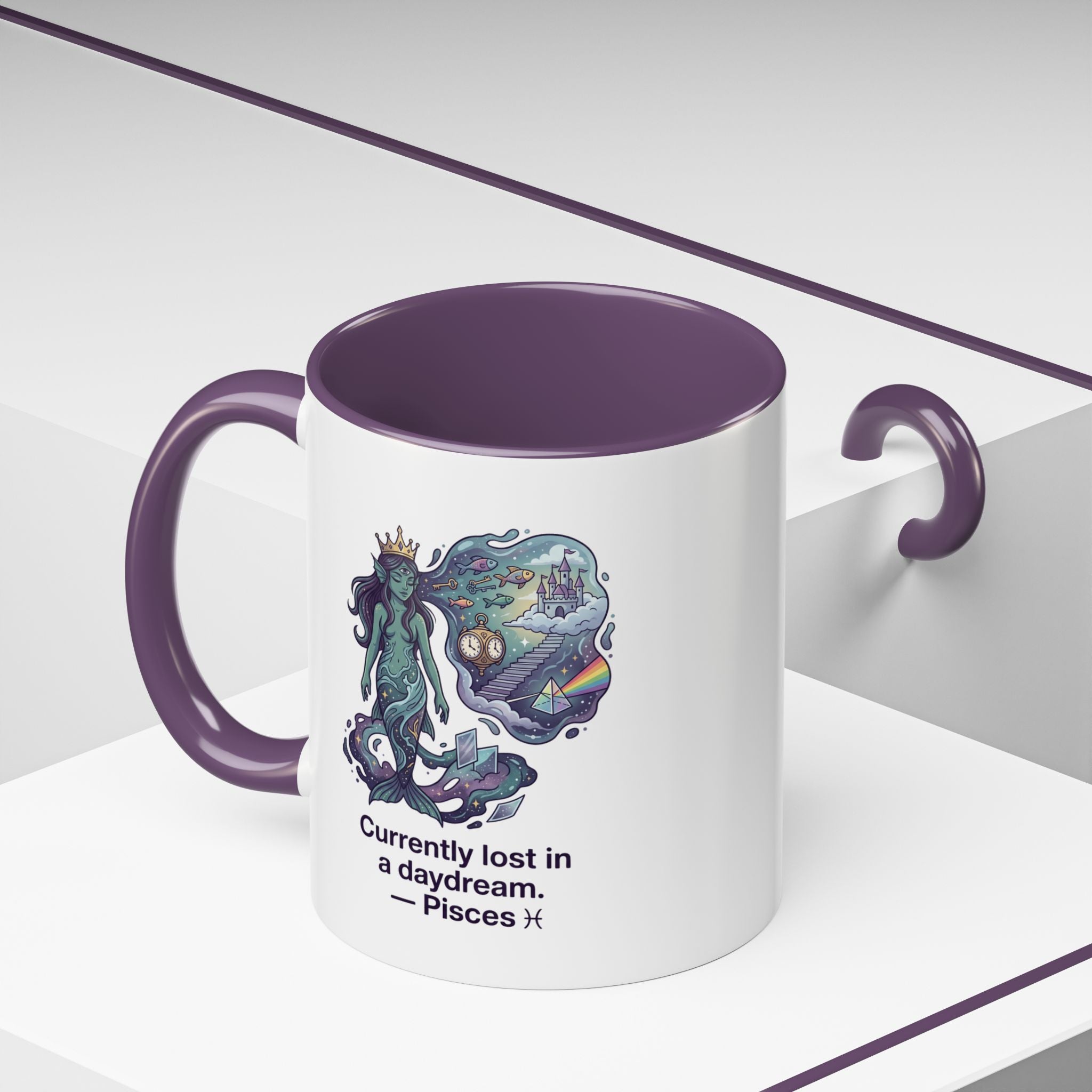 Pisces Daydream Accent Coffee Mug — "Currently lost in a daydream" Astrological Zodiac Gift