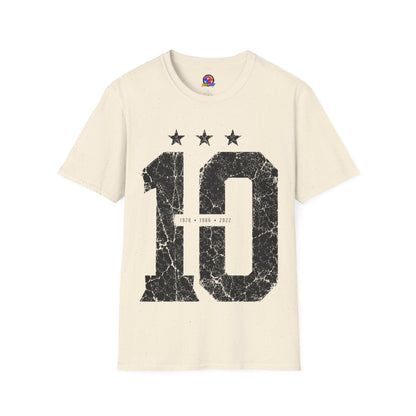 Vintage Argentina Worldcup winning No. 10 Jersey T-Shirt — Distressed Number Tee with Three Stars
