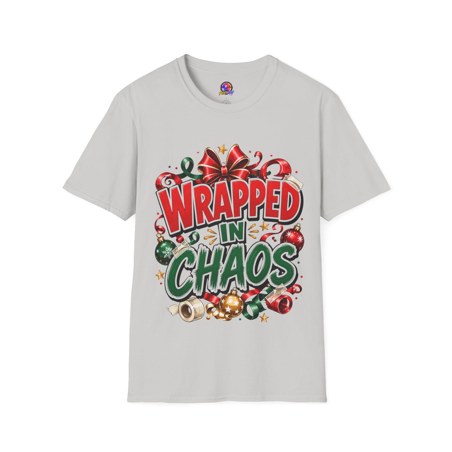 T-Shirt — "Wrapped in Chaos" Holiday Graphic Tee