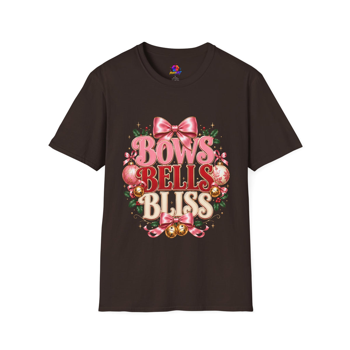 T-Shirt — Bows Bells Bliss Christmas Graphic Tee
