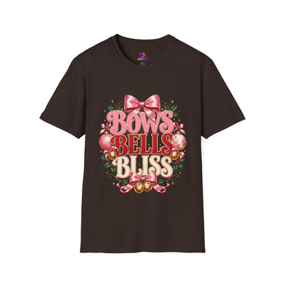 T-Shirt — Bows Bells Bliss Christmas Graphic Tee