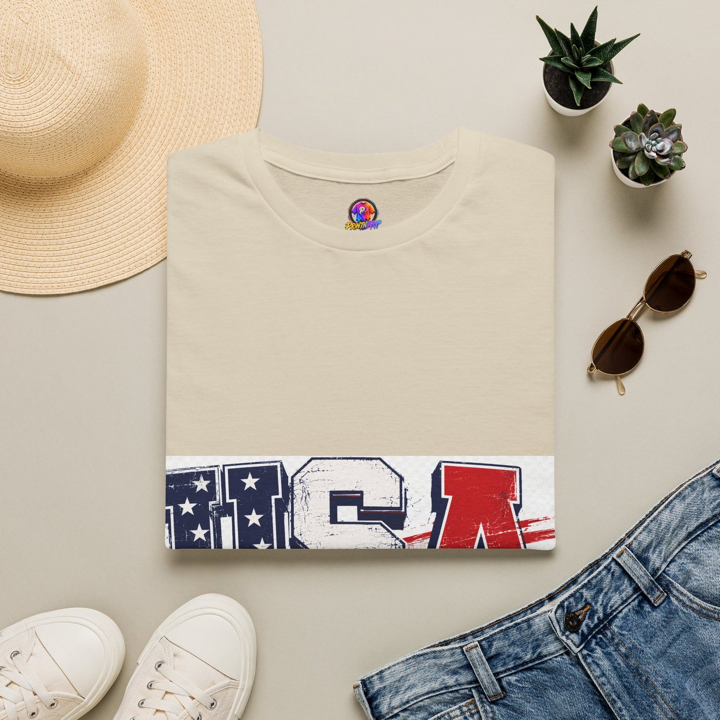 USA Flag Graphic T-Shirt — Patriotic Red White & Blue Tee