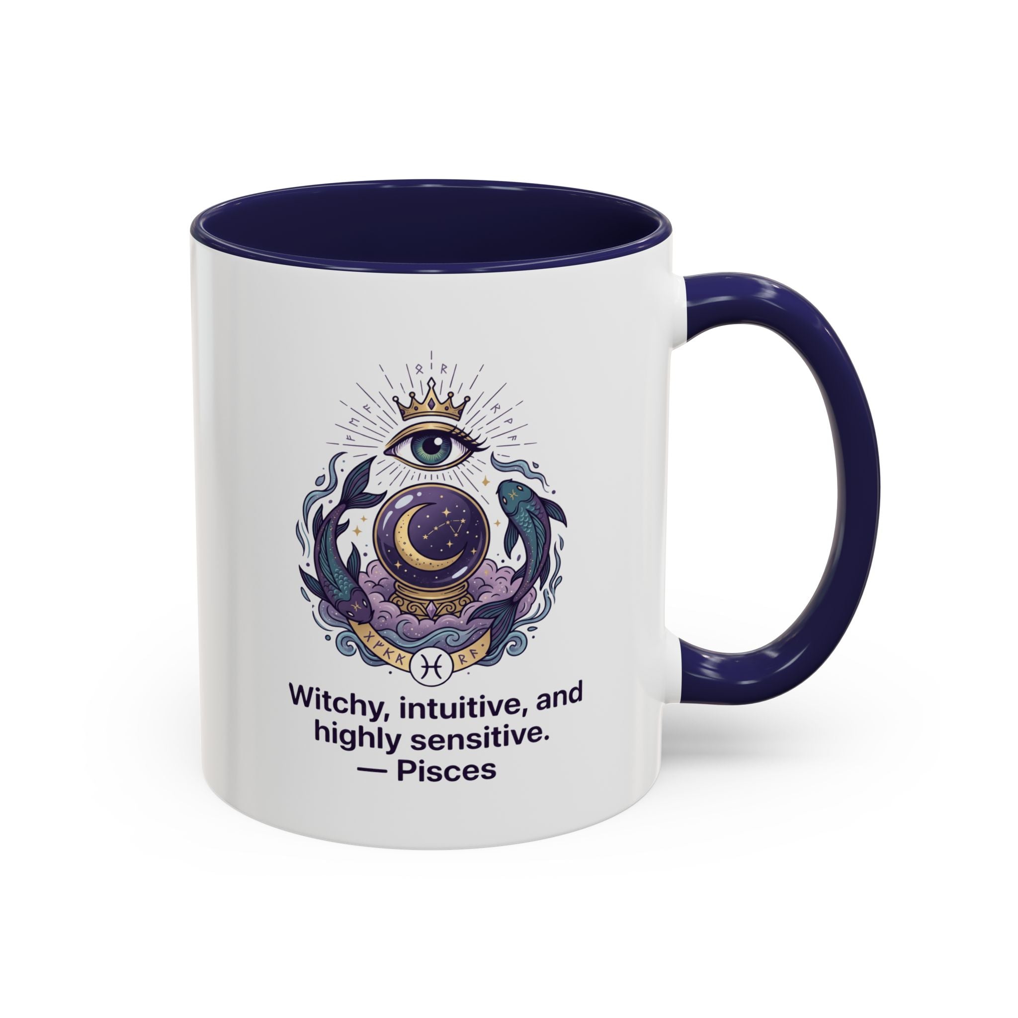 Pisces Witchy Accent Mug — "Witchy, intuitive, and highly sensitive" Astrology Coffee Cup (11/15oz)