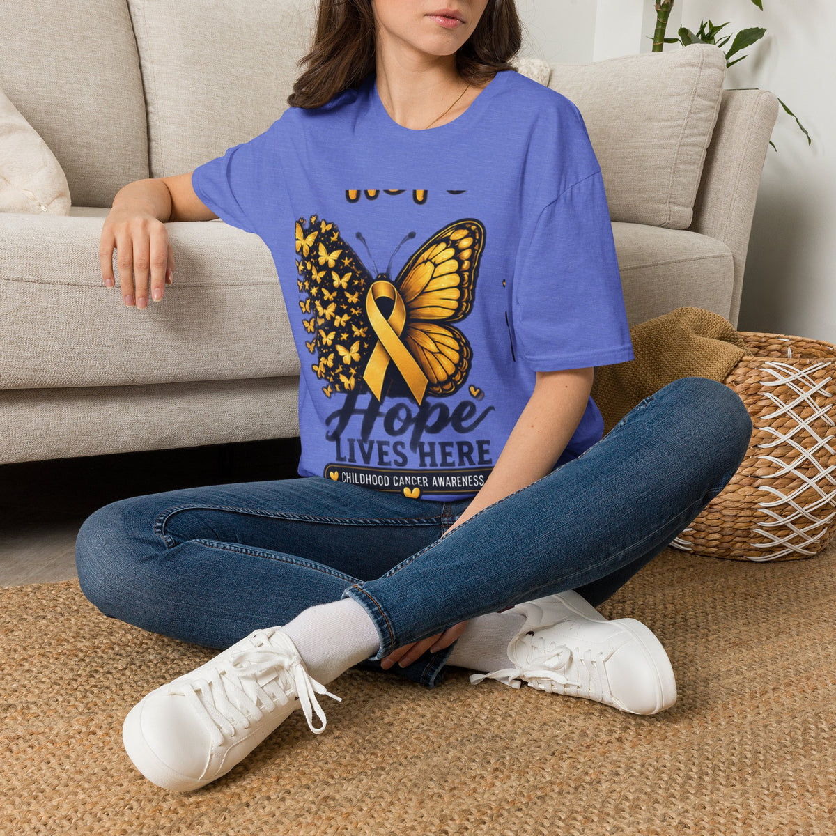 Hope Lives Here Childhood Cancer Awareness T-Shirt