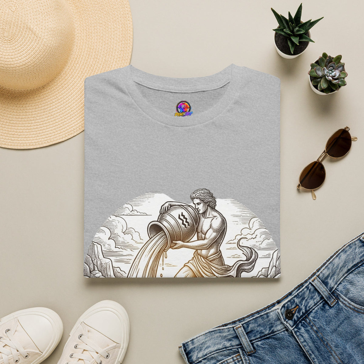 Aquarius Zodiac T-Shirt — Vintage Water Bearer Astrology Tee