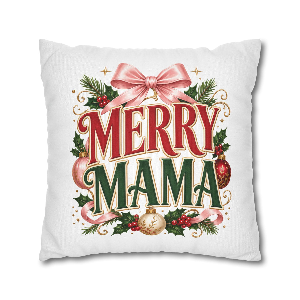 Merry Mama Christmas Pillowcase — Festive Holiday Decorative Pillow Cover
