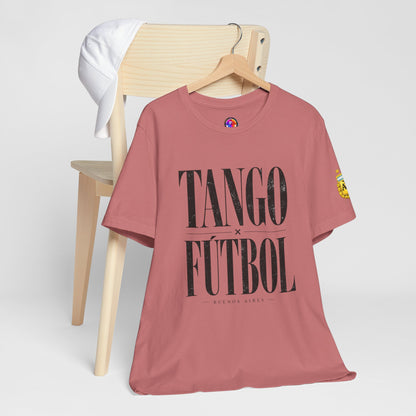 Argentina - Tango y Fútbol Graphic Tee - Bold Serif Soccer & Dance Shirt
