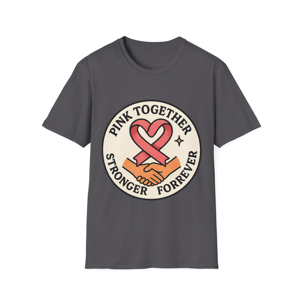 Pink Together Stronger Forever Shield Badge T-Shirt, Breast Cancer Heart Ribbon Tee - Trending Now - September 2026