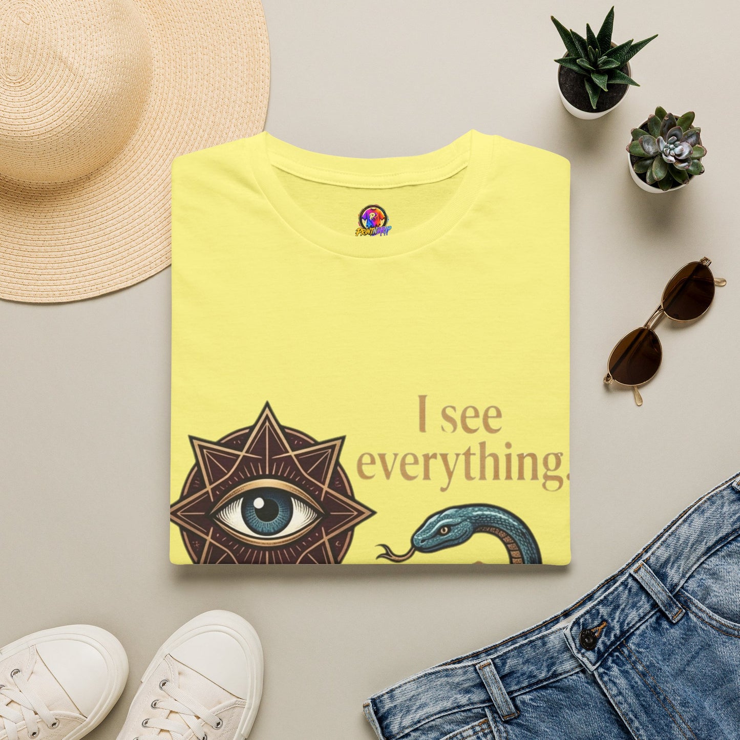 Scorpio “I See Everything” Zodiac T‑Shirt — Astrological Snake & All‑Seeing Eye Design