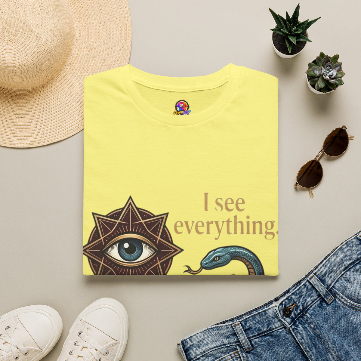 Scorpio “I See Everything” Zodiac T‑Shirt — Astrological Snake & All‑Seeing Eye Design
