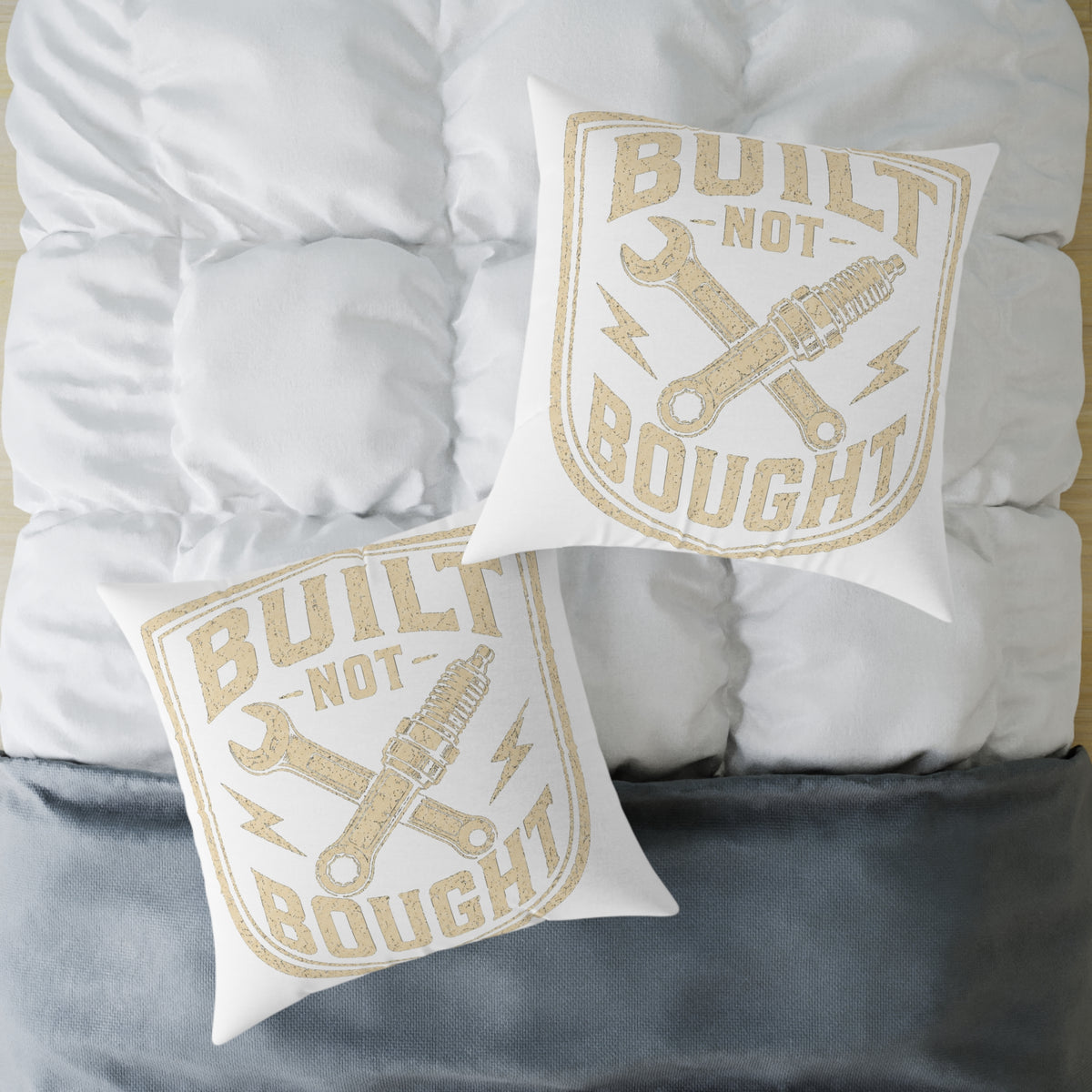 Built Not Bought Square Pillow Milo Bailey Dog Dad Mom — Mechanic Workshop Decor Accent