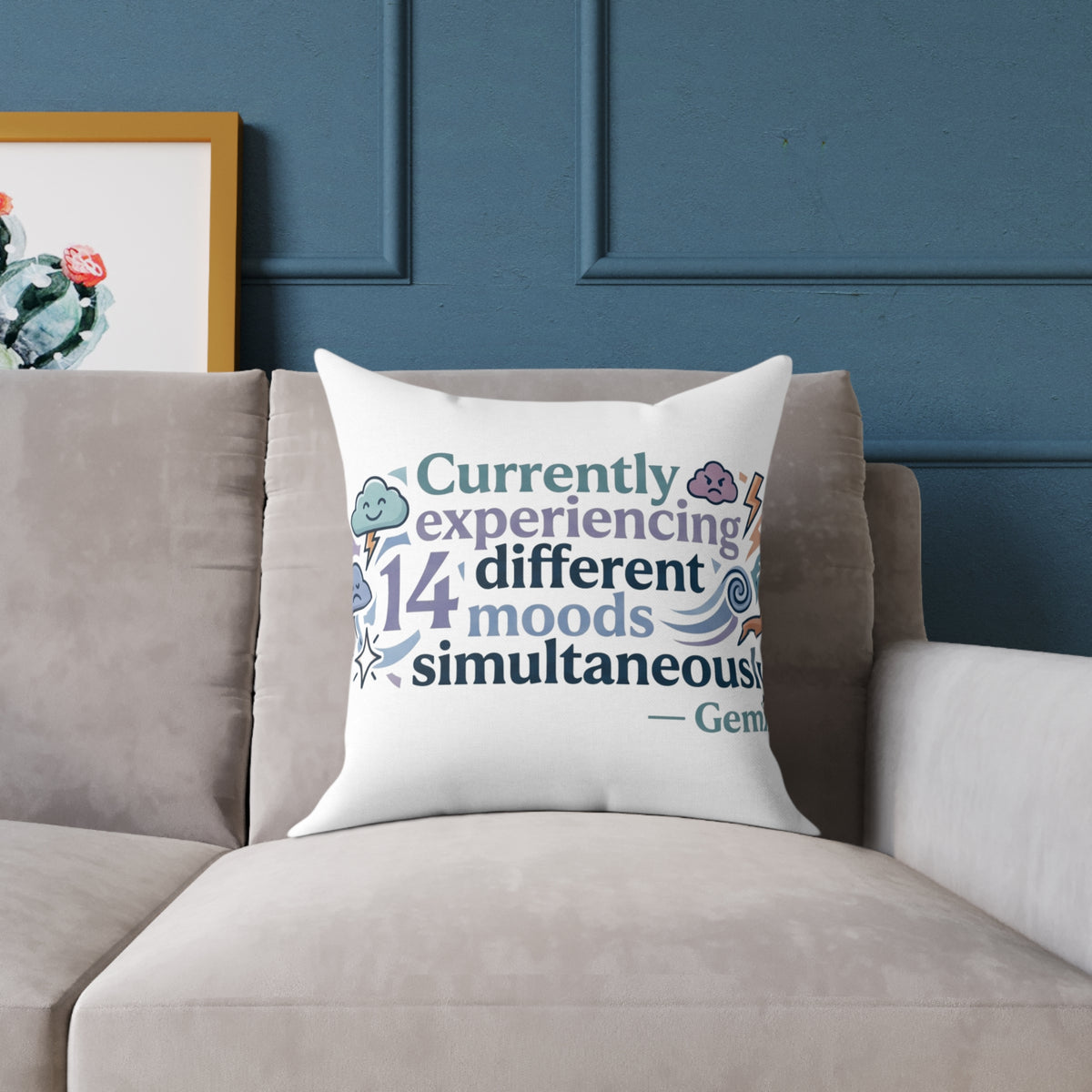 Gemini Zodiac Currently Experiencing Different Moods Simultaneously Square Poly Canvas Pillow