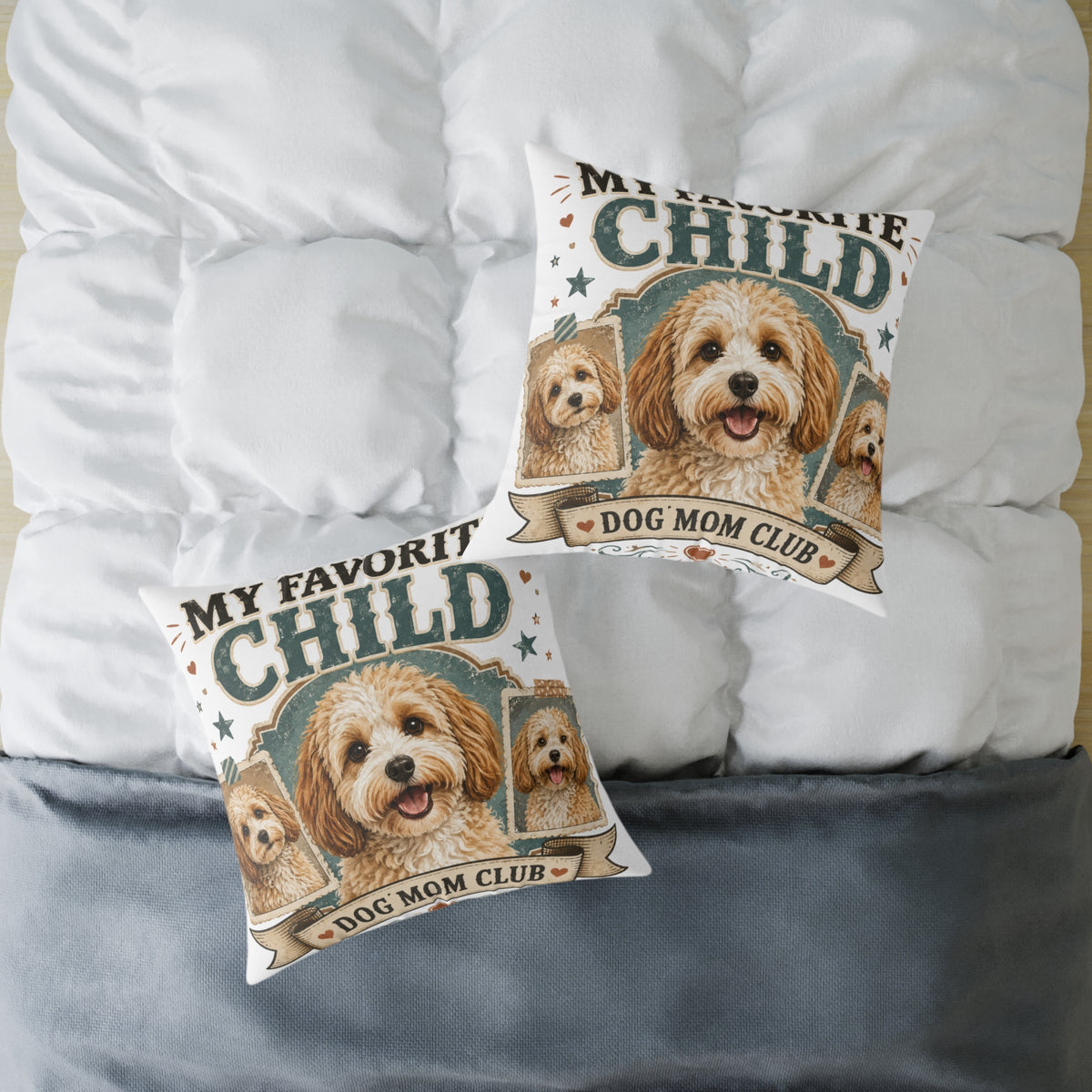 Dog Mom Club Pillow  Milo Bailey Dog Dad Mom— My Favorite Child Decorative Throw Pillow